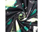 Fibre Mood - Tissu Gabardine Stretch de Coton Imprimé "Livia" Vert et Noir