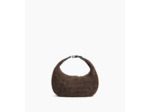 Petit sac hobo Juliette en cuir refente de velours embossé crocodile