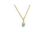 Médaille Arthus Bertrand Ma Mini Médaille Coccinelle en or jaune sablé et laque bleu ciel, 10 mm