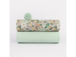 See You at Six - Tissu French Terry de Coton Imprimé "Imagine All The Flowers" sur le Fond Verre Vert Claire