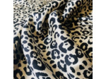 Sélection Coup de coudre - Tissu Satin de Viscose Imprimé Léopard Les Taches Noirs sur le Fond Beige Clair