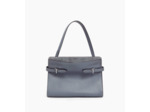 Sac porté épaule grand modèle Emie en cuir lisse et refente de velours