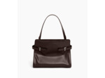 Sac porté épaule grand modèle Emie en cuir lisse et refente de velours