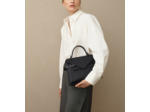 Sac à main double rabat moyen modèle Emilie en cuir grainé