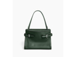 Sac porté épaule grand modèle Emie en cuir lisse et refente de velours