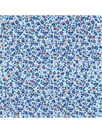 Sélection Coup de coudre - Popeline de Coton Léopard Bleu
