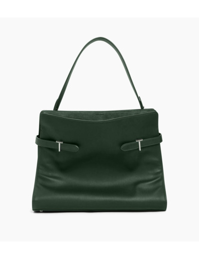 Sac porté épaule modèle maxi Emie en cuir lisse et refente de velours