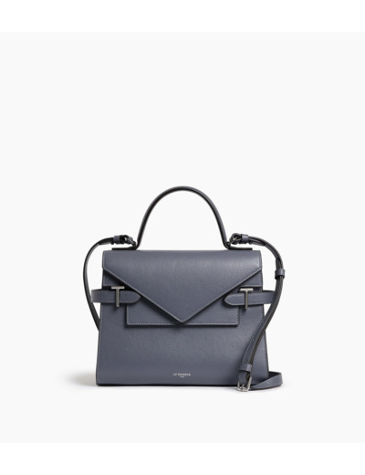 Sac à main double rabat moyen modèle Emilie en cuir grainé