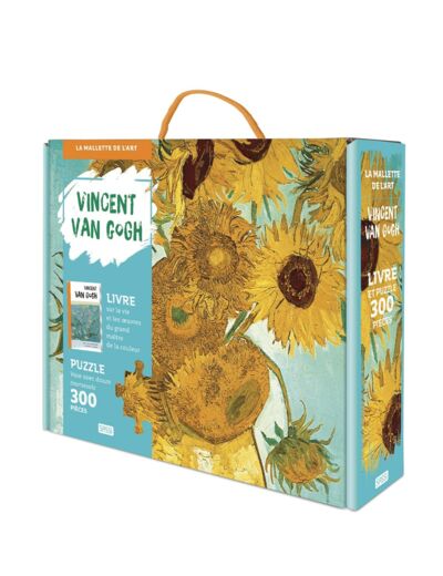 La malette de l'art - Vincent Van Gogh, vase avec douze tournesols: Livre sur la vie et les oeuvres du grans maître de la couleur et puzzle 6 ans