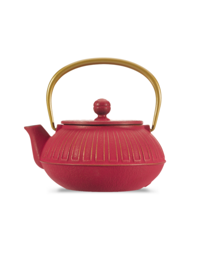 IWACHU Théière fonte 0,65L Kiku rouge dorée Anse dorée