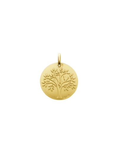 Médaille Augis Arbre de vie oiseau en or jaune, 18mm