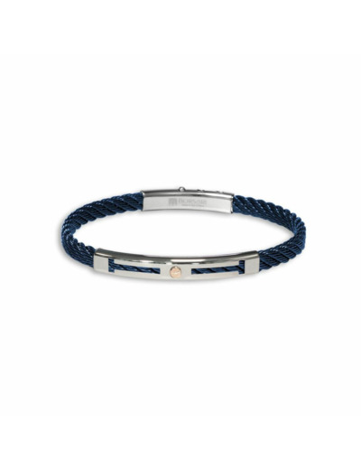 Bracelet Borsari Skema en acier bleu et or rose