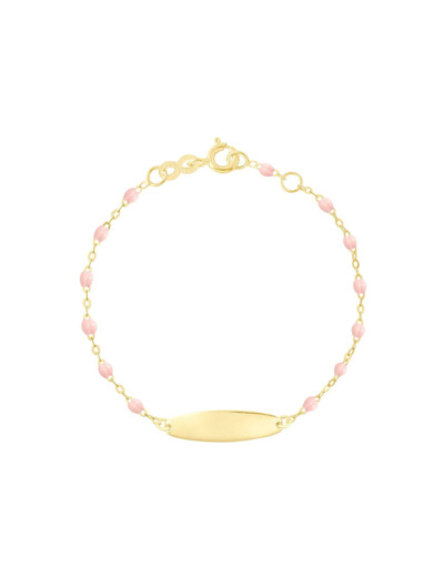 Bracelet Gigi Clozeau Little Gigi en or jaune et résine rose bébé, taille 15cm