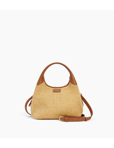 Petit sac à main Juliette effet raphia et cuir lisse