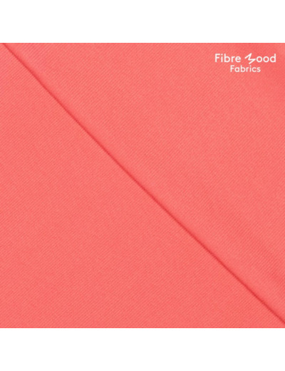 Fibre Mood - Tissu Jersey Bord-Cotes Uni Couleur Rouge Pale