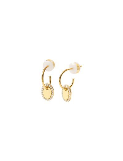 Boucles d'oreilles créoles Murat Café Lumière en argent doré à l'or et oxyde de zirconium