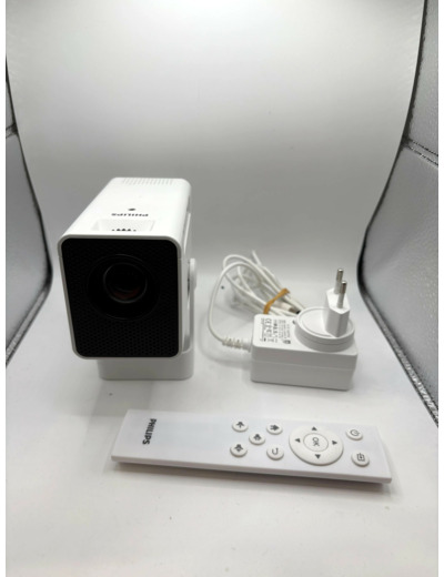 Philips, Neopix 140, Vidéoprojecteur Home cinéma, Résolution 1280x720p, Rotatif à 180 degrés, Mode Miroir, Wi-FI 6, Son Stéréo 2x3 Watts, Blanc