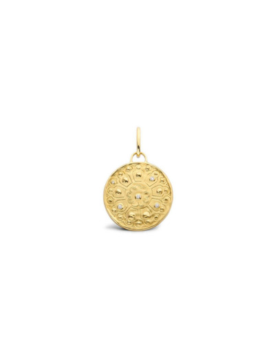 Médaille Arthus Bertrand Rosae  en  or jaune poli sablé et diamants, 23mm