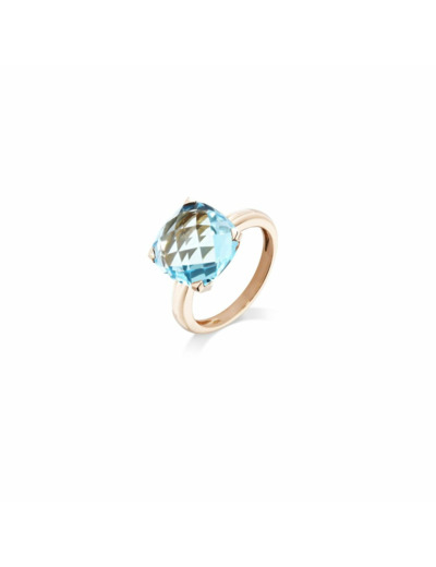 Bague Cesare Pompanon Poppy Blue en or rose et topaze london blue