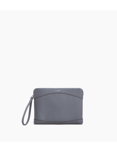 Pochette zippée en cuir grainé