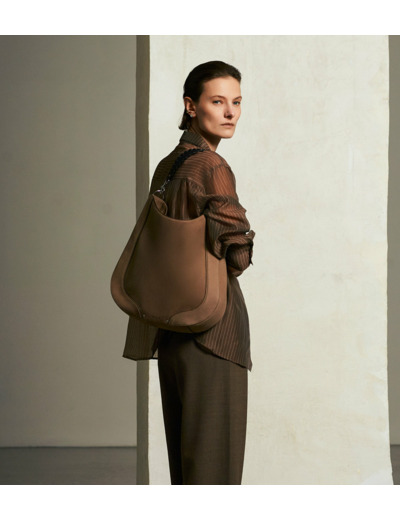 Sac hobo moyen modèle Ella en cuir lisse et nubuck