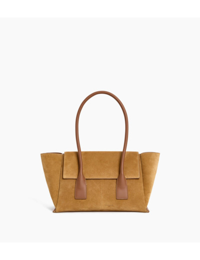 Sac cabas moyen modèle à rabat Elena en refente de velours