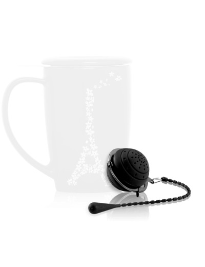 Autour du thé Infuseur boule 4,5cm 1 tasse noir en silicone