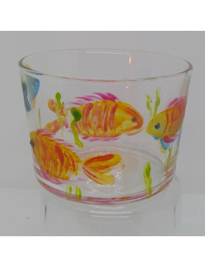 Verres à bodega motifs poissons peints main