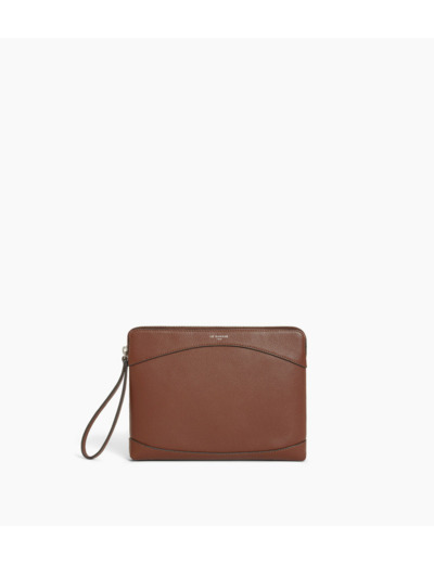 Pochette zippée en cuir grainé