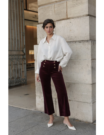 pantalon Victorine bordeaux en velours