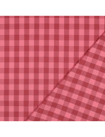 Poppy - Tissu Fil à Fil Carreaux Bordeaux/ Rose