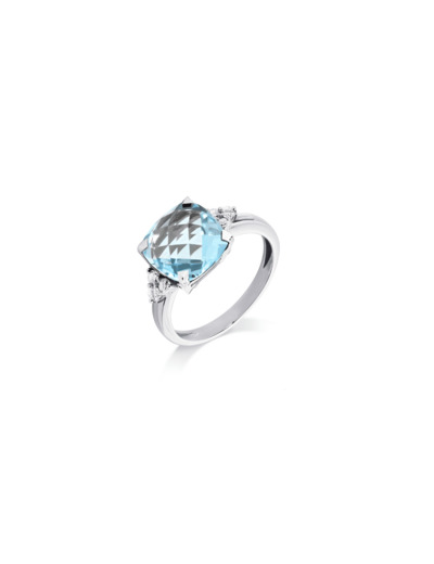 Bague Cesare Pompanon Poppy Blue en or blanc, topaze bleue et diamants