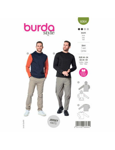 Burda Style – Patron Homme Sweat-Shirt Classique n°6064 du 44 au 54