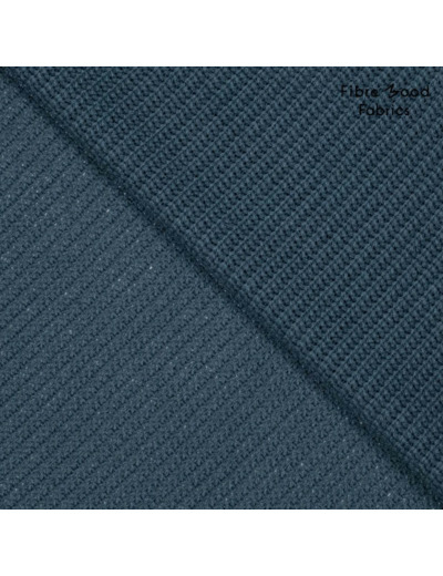 Fibre Mood - Tissu Maille de Coton Gros Côtes Uni Couleur Bleu Gris