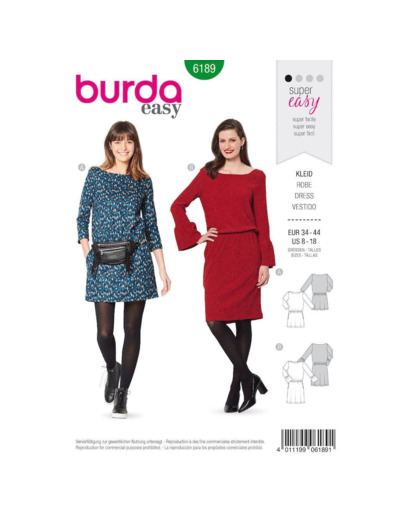 Burda Style – Patron Femme Robe n°6189 du 34 au 44