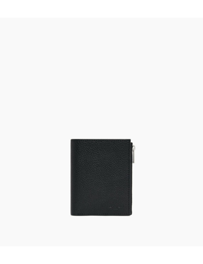Portefeuille moyen modèle zippé Charles en cuir grainé