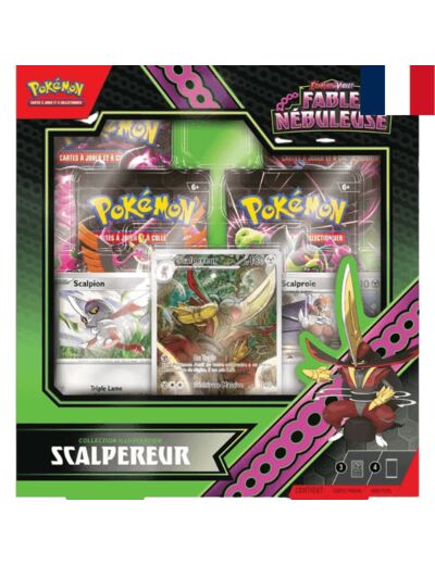 JCCPokémon: Collection Illustration Écarlate et Violet– Fable Nébuleuse– Scalpereur (1Carte Promo Brillante entièrement illustrée, 2Cartes Brillantes et 4boosters)