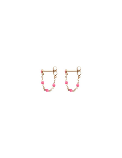 Boucles d'oreilles Gigi Clozeau en or rose et résine rose
