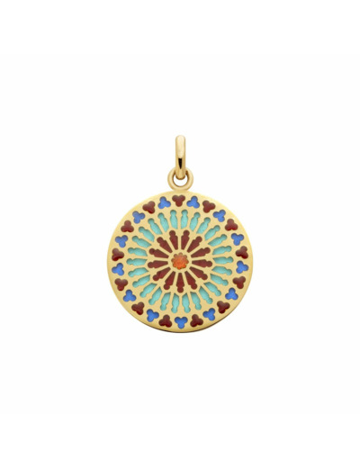 Médaille Arthus Bertrand Notre Dame de Paris Nord 18 mm émail turquoise violet translucide or jaune