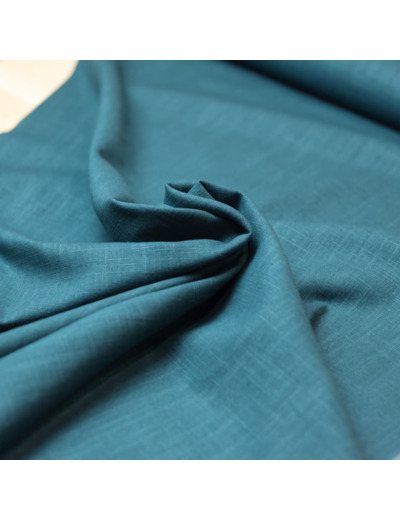 Sélection Coup de Coudre - Tissu Toile de Pur Lin Uni Bleu Pétrole