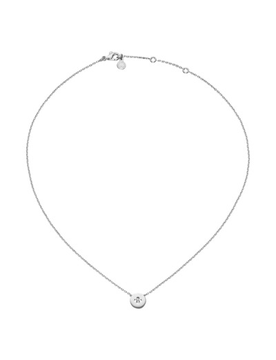 Collier Arthus Bertrand Royale motif 9 mm diamant H-SI 0,10 ct or blanc