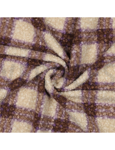 Sélection Coup de Coudre - Tissu Bouclé à Carreaux – Beige, Marron & Violet