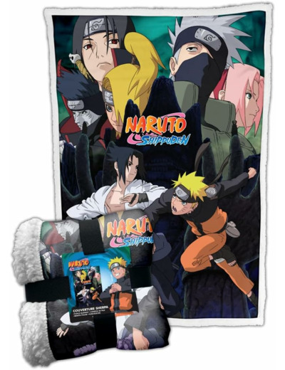 Homadict Plaid Sherpa Naruto - 100x150cm - Couverture Polaire Douce & Chaude - Naruto vs Sasuke - Qualité Elevée & Confortable - Licence Officielle