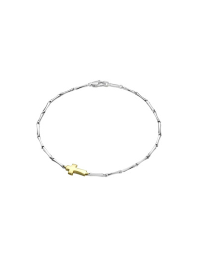 Bracelet Chimento Bamboo Shine en or gris avec element en or jaune