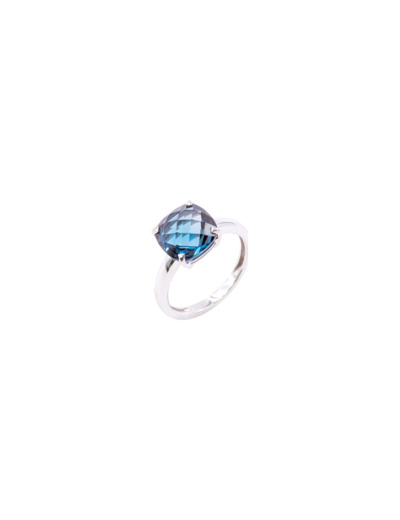 Bague Cesare Pompanon Poppy Blue en or blanc et topaze Blue London