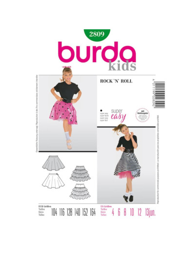 Burda Style - Patron Enfant Jupe Rock'n'Roll n°2809 du 104 au 164