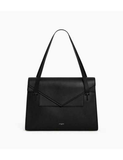 Porte documents double rabat porté épaule Emilie en cuir grainé