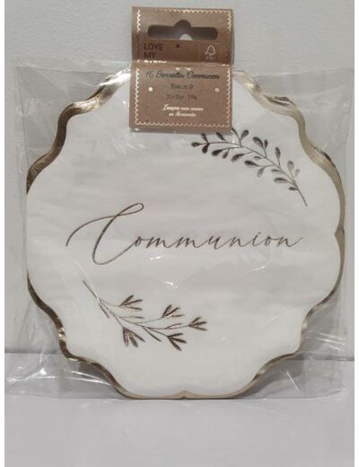 Serviettes communion blanc et or x16