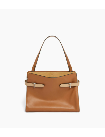 Sac porté épaule grand modèle Emie en cuir lisse et nubuck