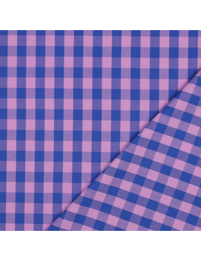 Poppy - Tissu Fil à Fil Carreaux Violet/ Rose